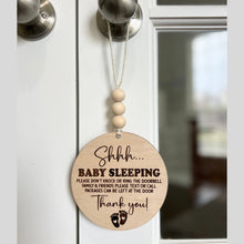 Load image into Gallery viewer, Baby Sleeping Hanging Wood Sign | Door Hanger For Baby
