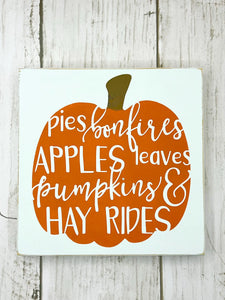 Fall Pumpkin Subway Wood Sign