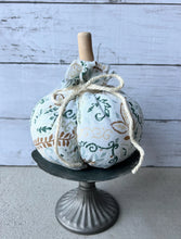 Load image into Gallery viewer, Fabric Pumpkin With Natural Driftwood Stem
