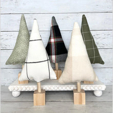 Load image into Gallery viewer, Handmade Fabric Christmas Tree - Plaid Ivory/Black
