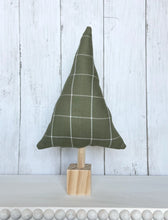Load image into Gallery viewer, Handmade Fabric Christmas Tree - Green/White Check
