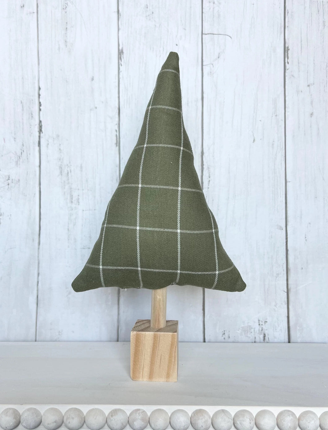 Handmade Fabric Christmas Tree - Green/White Check