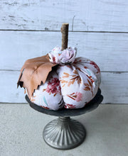 Load image into Gallery viewer, Fabric Pumpkin With Wood Stick Stem And Faux Leather Leaf
