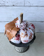 Load image into Gallery viewer, Fabric Pumpkin With Wood Stick Stem And Faux Leather Leaf
