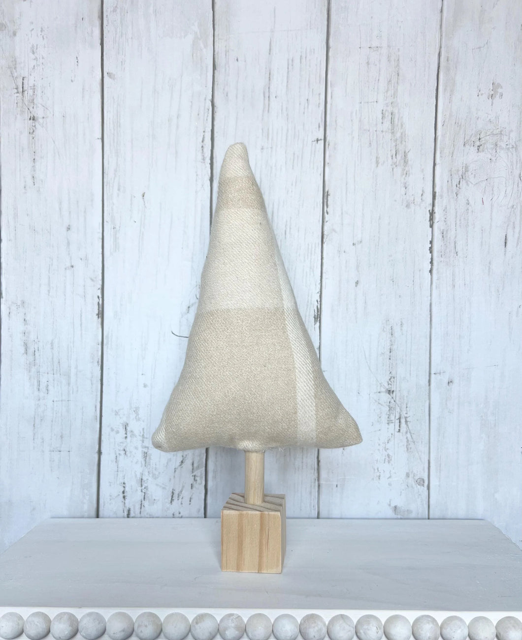 Handmade Fabric Christmas Tree - Cream/Taupe