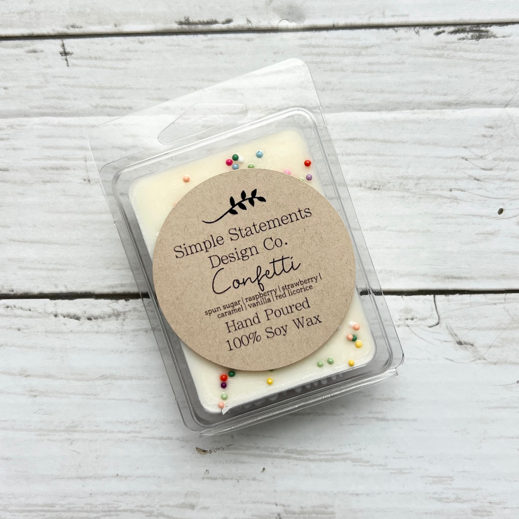Hand Poured Soy Wax Melts - Clamshell - Confetti
