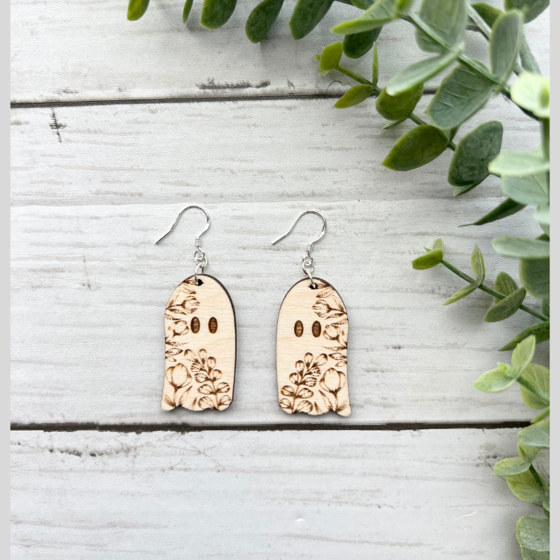 Halloween Floral Ghost Earrings